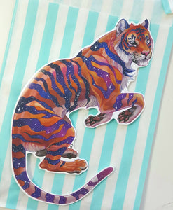 Large vinyl sticker: Galaxy Tiger