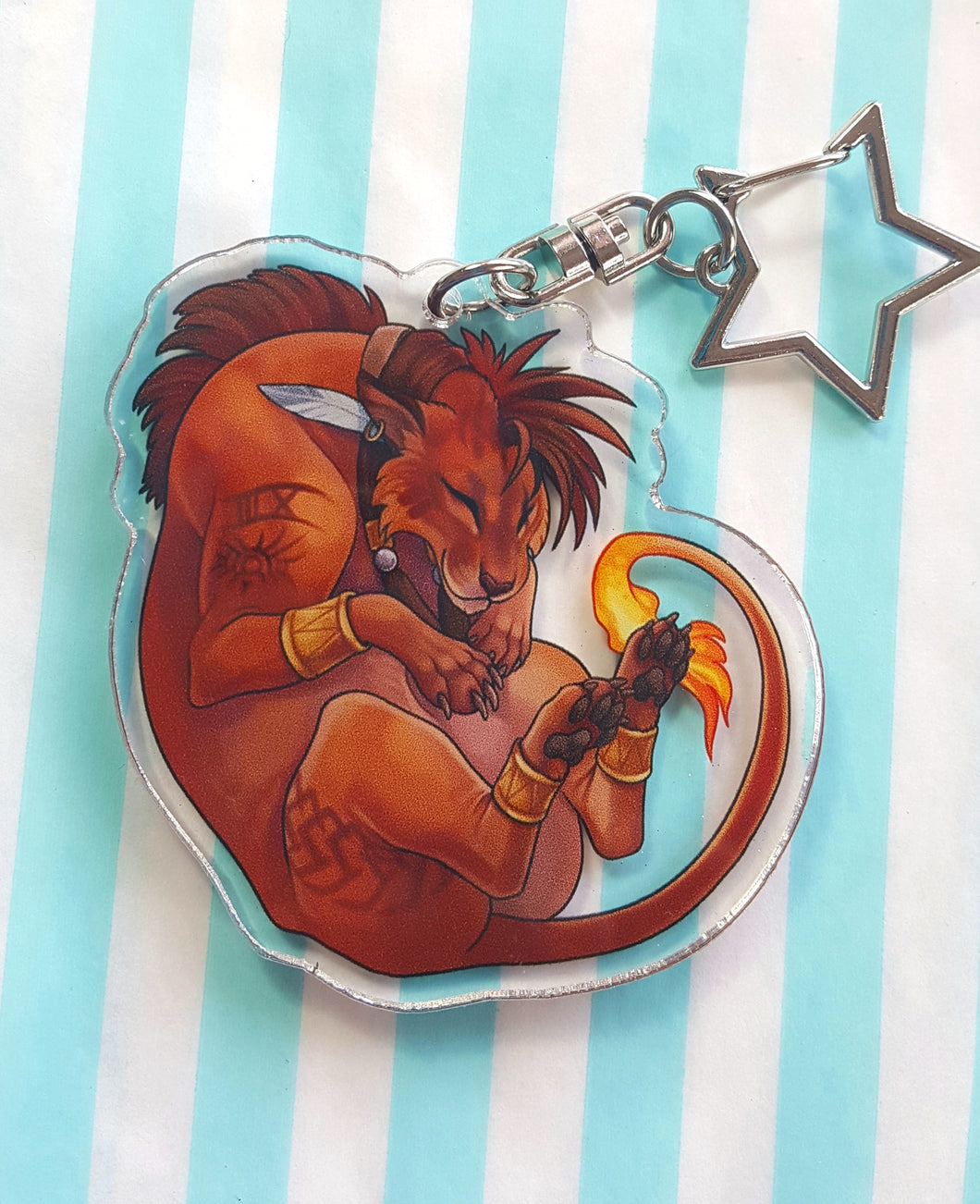 Red XIII sleepy acrylic keyring