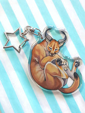 Load image into Gallery viewer, Caracal sleepy acrylic keyring
