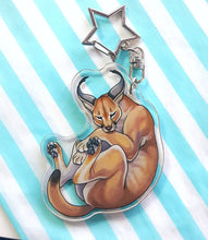 Load image into Gallery viewer, Caracal sleepy acrylic keyring
