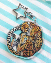 Load image into Gallery viewer, Cheetah sleepy acrylic keyring
