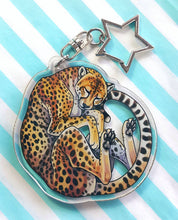 Load image into Gallery viewer, Cheetah sleepy acrylic keyring
