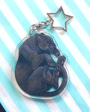 Load image into Gallery viewer, Black Leopard sleepy acrylic keyring
