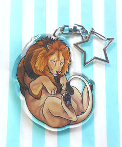 Lion sleepy acrylic keyring