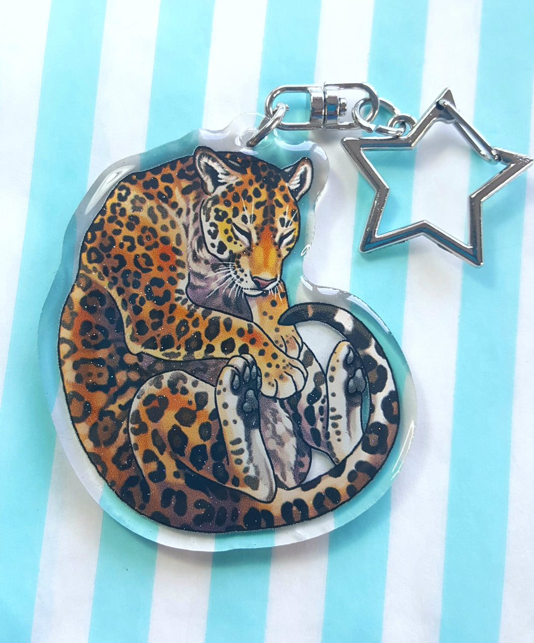 Jaguar sleepy acrylic keyring