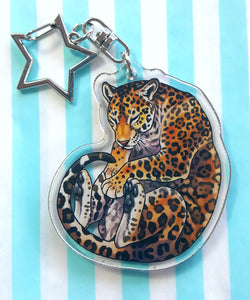 Jaguar sleepy acrylic keyring