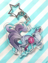 Load image into Gallery viewer, Seven tailed fox: Storm glitter acrylic keyring
