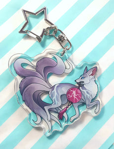 Seven tailed fox: Storm glitter acrylic keyring