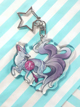 Load image into Gallery viewer, Seven tailed fox: Storm glitter acrylic keyring
