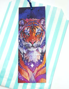 Galaxy tiger silver foil bookmark