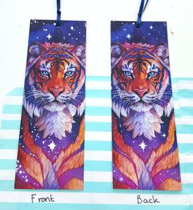 Galaxy tiger silver foil bookmark