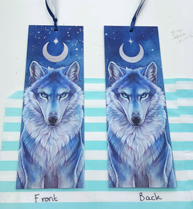 Lunar wolf silver foiled bookmark