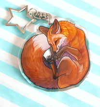 Load image into Gallery viewer, Red Fox sleepy acrylic keyring
