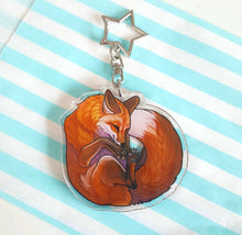 Load image into Gallery viewer, Red Fox sleepy acrylic keyring
