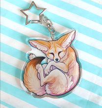 Load image into Gallery viewer, Fennec Fox sleepy acrylic keyring
