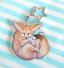 Load image into Gallery viewer, Fennec Fox sleepy acrylic keyring
