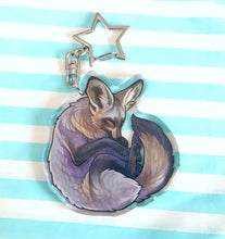 Load image into Gallery viewer, Bat Eared fox sleepy acrylic keyring
