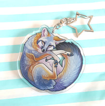 Load image into Gallery viewer, Gray fox sleepy acrylic keyring
