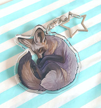 Load image into Gallery viewer, Bat Eared fox sleepy acrylic keyring
