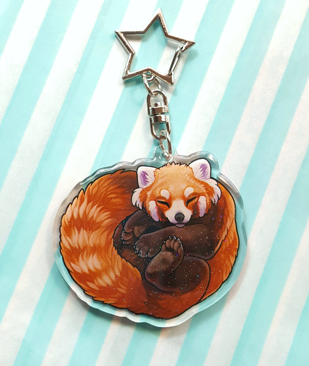 Red panda sleepy acrylic keyring