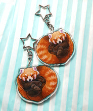 Load image into Gallery viewer, Red panda sleepy acrylic keyring
