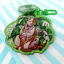 Load image into Gallery viewer, Varigated Monstera &amp; Jaguar, 2 part Large Acrylic Keyring
