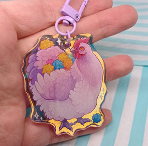 Henpeito holographic acrylic keyring