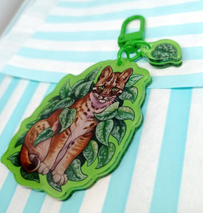 Satin Pothos & Golden Cat, 2 part Acrylic Keyring