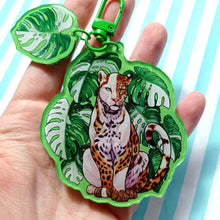 Load image into Gallery viewer, Varigated Monstera &amp; Jaguar, 2 part Large Acrylic Keyring
