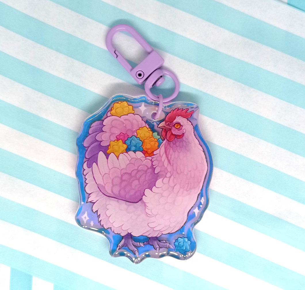 Henpeito holographic acrylic keyring