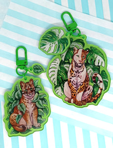 Varigated Monstera & Jaguar, 2 part Large Acrylic Keyring