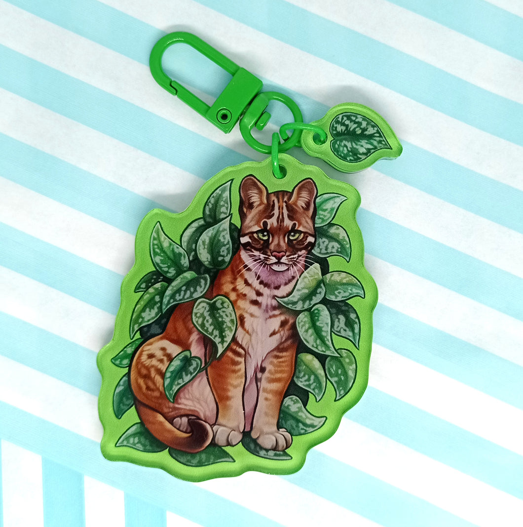 Satin Pothos & Golden Cat, 2 part Acrylic Keyring