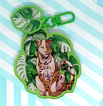 Load image into Gallery viewer, Varigated Monstera &amp; Jaguar, 2 part Large Acrylic Keyring
