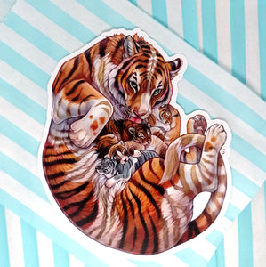 Large vinyl sticker: Tiger Family