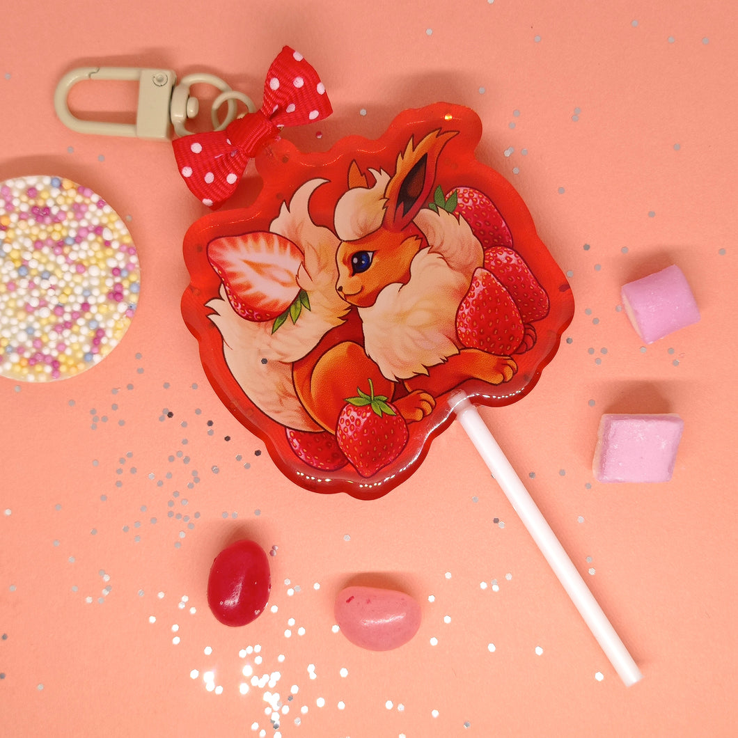 (Strawberry Flavour) fruit lollipop acrylic keyring