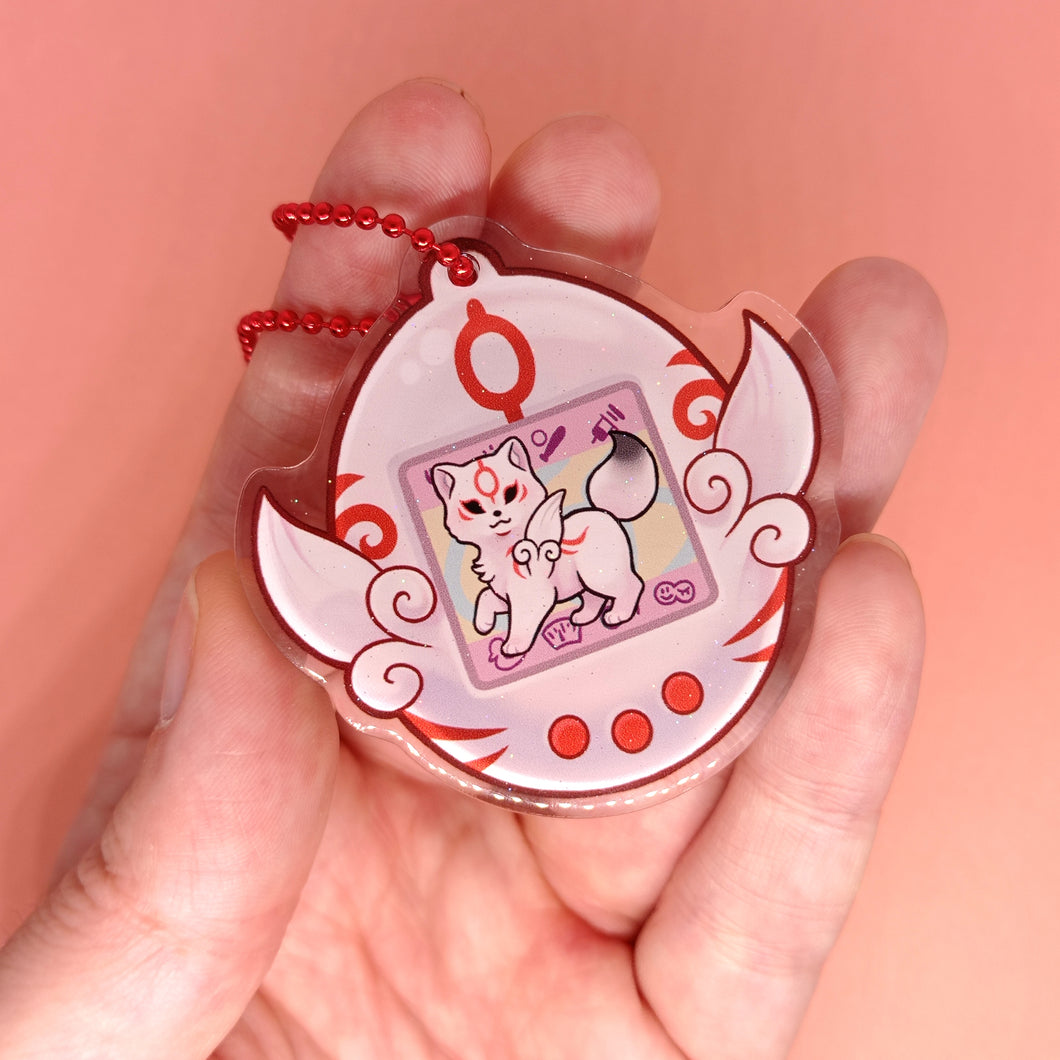 Okamigotchi double sided acrylic charm