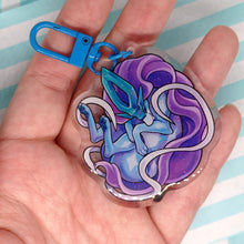 Load image into Gallery viewer, Suicune sleepy acrylic keyring
