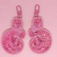 Load image into Gallery viewer, StRAWRberry tiger acrylic shaker keyring
