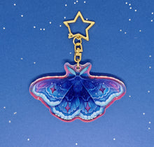 Load image into Gallery viewer, Space holographic star moth acrylic keyring
