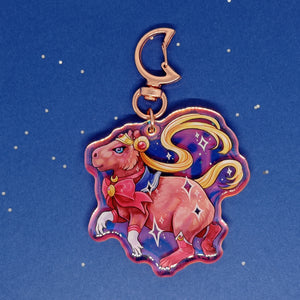 Magical girl capybara holographic acrylic keyring