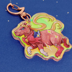 Magical girl capybara holographic acrylic keyring