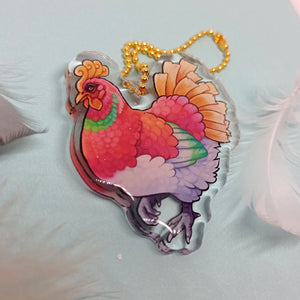 Legendary Henhouse Rainbow Chicken acrylic Charm