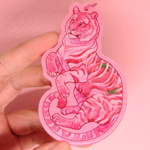 StRAWRberry tiger acrylic shaker keyring