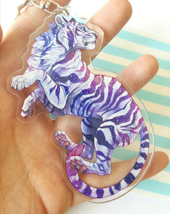 White Galaxy Tiger Large Acrylic Keyring