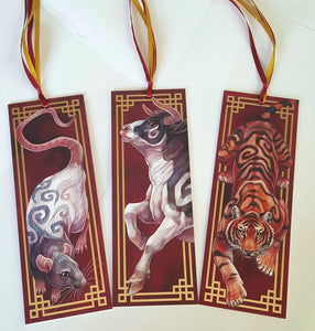 Chinese zodiac bookmark gold foil collection - 12 animals