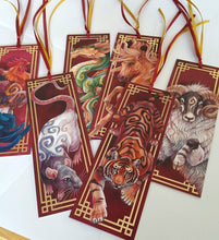 Load image into Gallery viewer, Chinese zodiac bookmark gold foil collection - 12 animals
