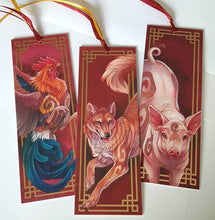 Load image into Gallery viewer, Chinese zodiac bookmark gold foil collection - 12 animals
